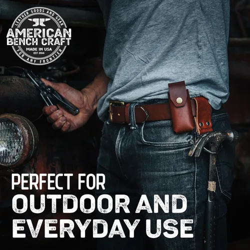 Miniatura 8 de American Bench Craft Funda multiherramienta de cuero y estuche para cuchillos para Gerber Diesel, MP600 y Gator plegable Funda de cuero remachada