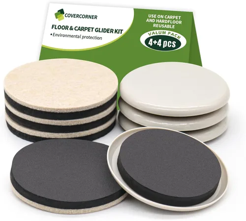 Deslizadores de muebles para pisos de madera dura, deslizadores de muebles para pisos alfombrados, paquete combinado de 8 piezas de 3 1/2 pulgadas,