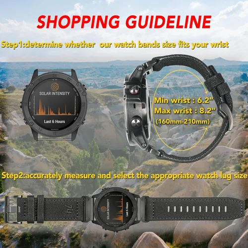 Miniatura 5 de Compatible con Garmin, correa deportiva de lona para reloj fēnix/precursor/enfoque/marq/quatix/instinct/D2/Tactix, correa de repuesto resistente