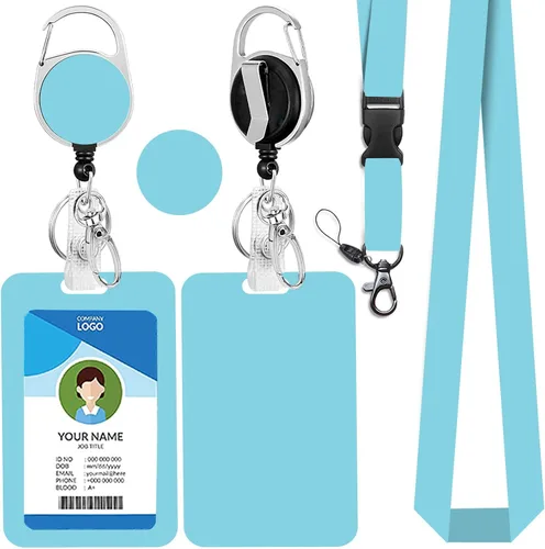 Cordones azul bebé para llaves Portador de Insignias, Carrete de Insignias Retráctil con Clip de Mosquetón y Cordón Desmontable, Linda Tarjeta de