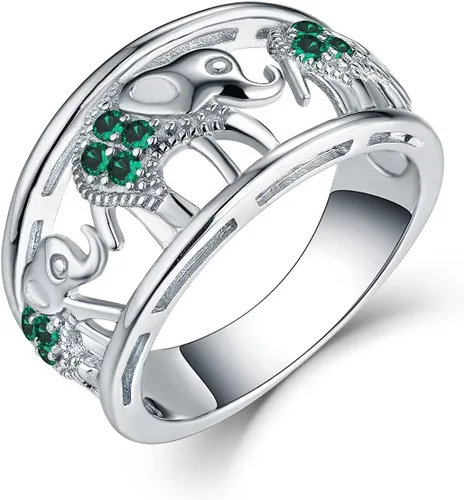 Miniatura 31 de JO WISDOM Anillo de elefante de plata de ley 925 con circonita cúbica