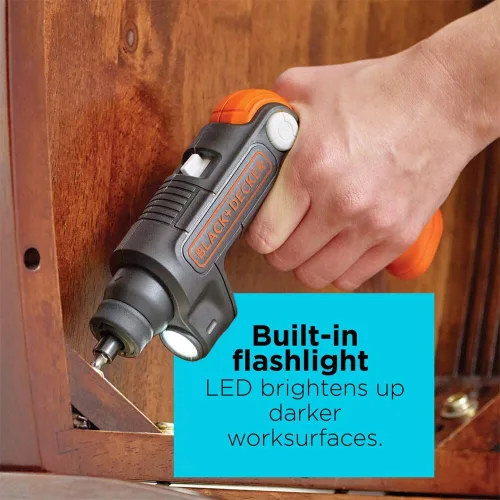 Miniatura 22 de BLACK+DECKER Destornillador inalámbrico con luz LED de 4V MAX, destornillador eléctrico con juego de 2 puntas (BDCSFL20C)
