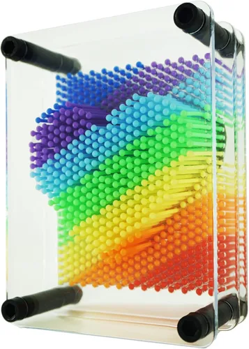 Miniatura 11 de 3D Pin Art Juguete Sensorial Tamaño 5x3.7 Pulgadas Agujas Pin Impresión Juguete Intelectual Divertido Rainbow Juguetes, Azul Claro Azul claro 5x3.7