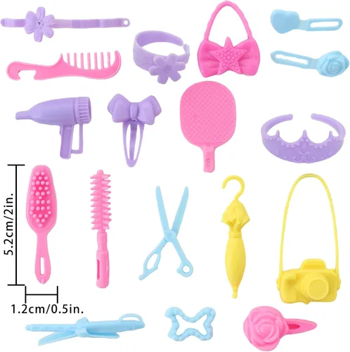 Miniatura 8 de 60 piezas de ropa y accesorios para muñecas, vestidos de boda, tops diarios, pantalones, trajes de baño, bikini, 10 minivestidos, faldas, perchas