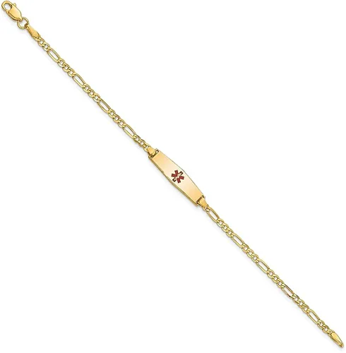 Miniatura 2 de 14k Yellow Gold Medical Alert Figaro Id Bracelet Fine Jewelry For Women Gifts For Her