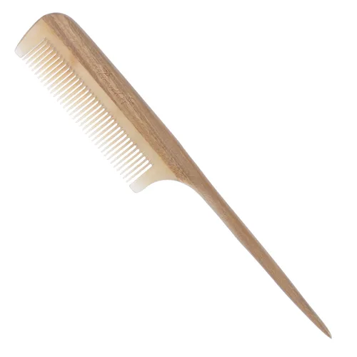 Miniatura 11 de Breezelike Peines para el cabello – Peine de cola de madera de dientes finos – Peine de madera de corazón morado sin estática con dientes de cuerno