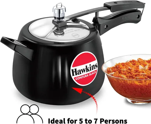 Miniatura 2 de Hawkins Olla de presión Contura de 4 litros, color negro, con tapa interior anodizada dura, Olla Handi, color negro (Cb40), 4 litros