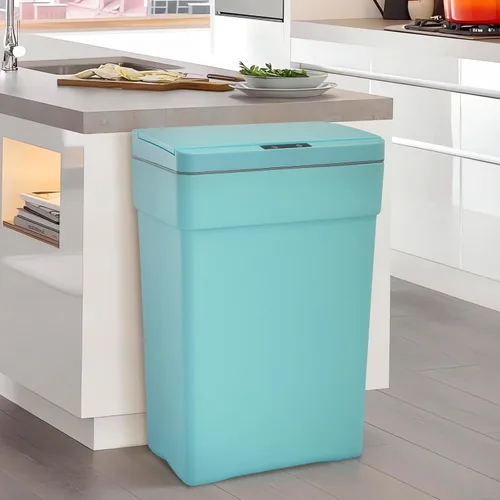 Miniatura 2 de Dkeli Bote de basura automático de 13 galones para cocina, baño, dormitorio, oficina en casa, de plástico de alta capacidad sin contacto con tapa
