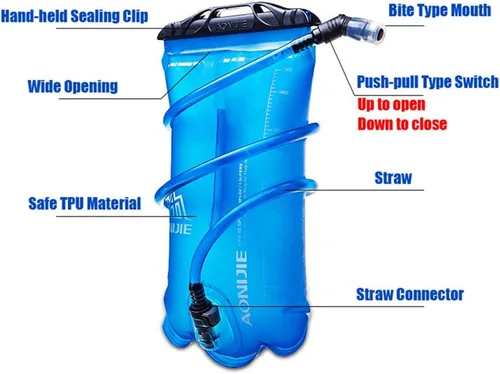 Miniatura 3 de AONIJIE Bolsa de agua plegable de hidratación a prueba de fugas, depósito de agua para senderismo al aire libre, mochilero, correr, ciclismo 1.5L-TPU