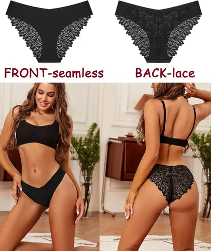 Miniatura 3 de Ropa interior atrevida para mujer, bikini de encaje que no se ve, suave, transpirable, sin costuras, sexy, hipster, conjunto de 6