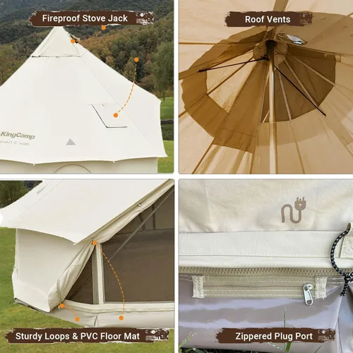 Miniatura 5 de KingCamp Canvas Bell Yurt Tents, 4 Seasons Large Waterproof & Windproof Luxury Glamping Tent w/Stove Jack for Family Outdoor Camping, Hunting