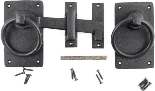 Miniatura 4 de Renovators Supply Manufacturing Cerradura de puerta de hierro forjado negro de 6.5 pulgadas con herrajes de montaje