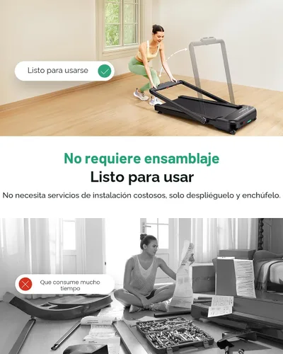 Miniatura 6 de UREVO Smart Treadmill with 9% Incline, 3-in-1 Foldable Treadmill with Handle for Home/Office Fitness, Runner-Focused Design, 6 HIIT Programs & Auto