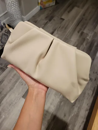 Miniatura 2 de Bolso de Mano para Mujer Tipo Clutch, Bolso Formal Elegante, Bolso de Mano con Pliegues de PU, Bolsa Cruzada con Cadena Desmontable