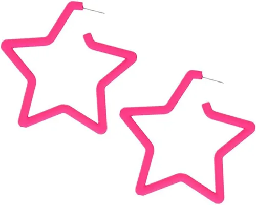 Aretes de aro clásicos de los años 80 y 90, diseño de triángulo de estrella grande, diseño retro neón esmerilado geométrico color caramelo, aretes