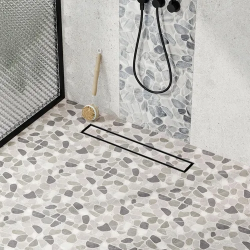 Miniatura 17 de Neodrain Drenaje de ducha lineal de 24 pulgadas con rejilla de inserción de azulejos, fabricante profesional de desagüe de suelo de ducha Cepillado