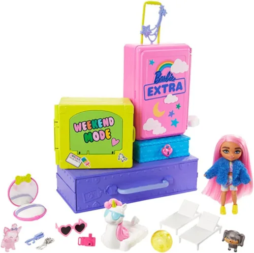 Miniatura 4 de Barbie HDY91 - Juego de viaje extra con 2 figuras exclusivas de cachorros y muñecas, piscina, tobogán, sala de fiestas y accesorios, juguete