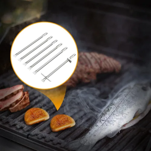 Miniatura 7 de SafBbcue 67557 Tubos de quemador de parrilla para parrillas de gas Weber Summit 460 470, repuesto para tubos de quemador Weber Summit, paquete de 6