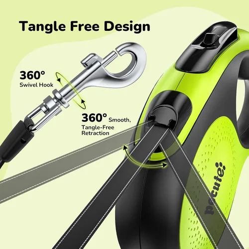 Miniatura 7 de Pecute - Correa retráctil para perro con cable a prueba de mordiscos - 18,2 pies de correa retráctil resistente para mascotas con dispensador