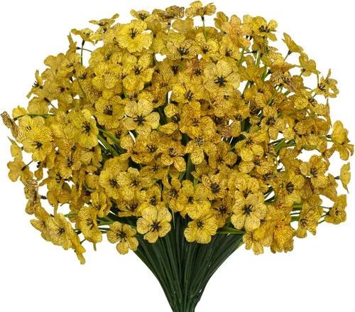 Miniatura 16 de 15 paquetes de flores artificiales resistentes a los rayos UV para exteriores, plantas sin decoloración, arbustos de plástico sintético, flores