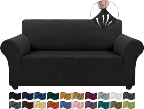 Asnomy Fundas de sofá para sofá de 2 cojines, fundas elásticas para sofá biplaza, protector de mascotas, fundas de muebles para perros y gatos, tela
