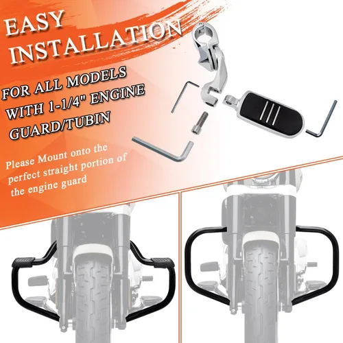 Miniatura 5 de FOVPLUE Estriberas de carretera de 1.25 pulgadas, estriberas ajustables en ángulo para motocicleta Harley Davidson Touring Road King Road Glide