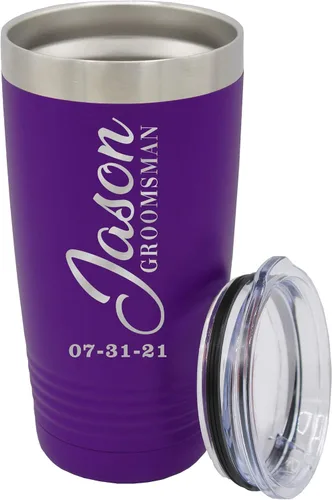 Miniatura 25 de Vaso de padrinos de boda grabado personalizado, taza de acero inoxidable aislada personalizada para padrino de boda, despedida de soltero, boda