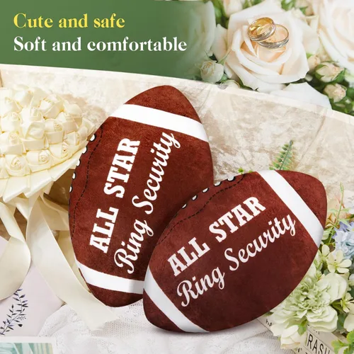 Miniatura 4 de Deekin 2 piezas de 12 pulgadas All Star Ring Bearer Football Plush Baby Football Stuffed Fluffy Toddler Thank You Regalo de boda para niños y niñas