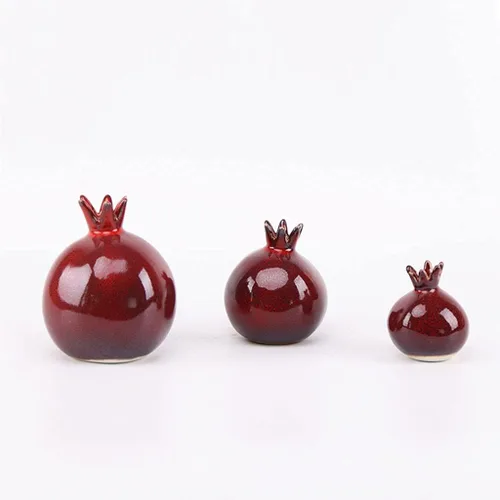 Estatua china de feng Shui, escultura de granada, jarrón de cerámica para sala de estar, sala de estudio, decoración moderna minimalista, rojo