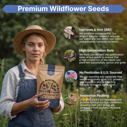 Miniatura 6 de Organo Republic Mezcla de 16 semillas de flores silvestres perennes para interiores y exteriores, más de 25,000 semillas de jardín de flores