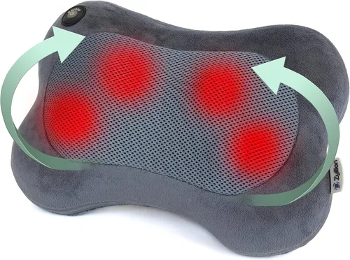 Zyllion Masajeador Shiatsu de Espalda y Cuello con Calor - Almohada de Masaje Eléctrico 3D de Amasado de Tejido Profundo para Alivio del Dolor