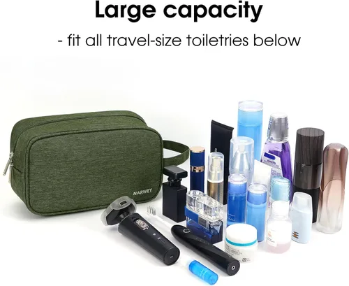 Miniatura 3 de Narwey Neceser de viaje para mujer, kit de viaje Dopp para hombre, bolsa de viaje para artículos de tocador, bolsa de cosméticos, bolsa de B- verde