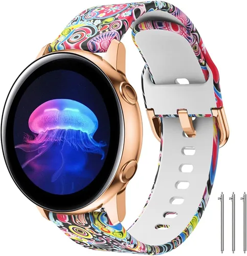 Miniatura 26 de Correas florales compatibles con Samsung Active 2, Watch Band de 1.575 pulgadas/1.732 pulgadas, Active Watch Band 1.575 pulgadas, correa de silicona