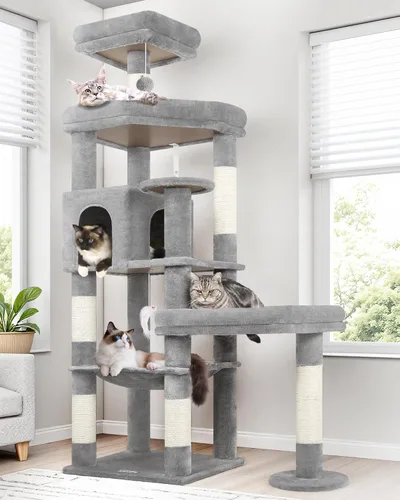 Miniatura 10 de Globlazer Árbol para Gatos de Plataforma Extra Grande, 65 pulgadas de Alto, Árbol para Gatos Resistente para Gatos de Interior Grandes Adultos