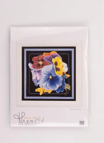 Miniatura 5 de Thea Gouverneur - Kit de punto de cruz, diseño de Pensamientos, color negro, 18 unidades, 13.4 x 13.4 in, kit de manualidades para adultos, kit