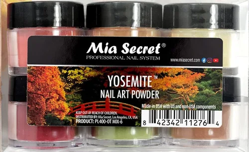 Mia Secret Acryli Powder Collection - Yosemite, 6 unidades - Polvos acrílicos de inmersión - Colores otoño/otoño para uñas acrílicas - Kit de 6