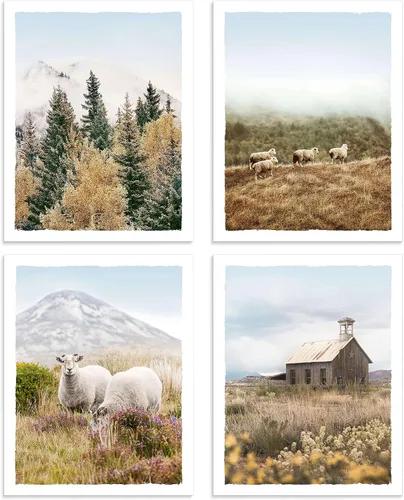 Miniatura 10 de Imágenes de paisajes de la naturaleza, arte para pared, bosque brumoso, árbol, montaña, animales salvajes, ciervos, lago, escena, obra de arte