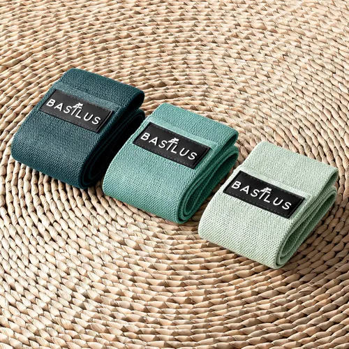 Miniatura 2 de Paquete de 3 bandas de resistencia de tela para piernas y glúteos, bandas de ejercicio para entrenamiento de fuerza, yoga, pilates y fitness, bolsa