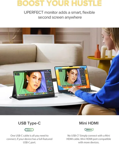 Miniatura 6 de Monitor portátil 4K UPERFECT, pantalla de 14.5" UHD 3840x2400 para laptop con cubierta inteligente, pantalla IPS mate 16:10, 100% sRGB, 1.06 mil
