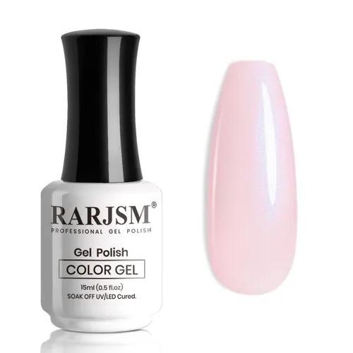 Miniatura 35 de RARJSM Esmalte de Uñas en Gel Rosa con Purpurina Nude, Rosa Brillante con Pigmento Dorado Brillante, Esmalte de Uñas en Gel Gelatinoso Transparente