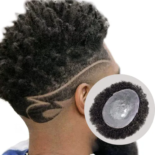 Miniatura 6 de Amiable toupee para hombres piel fina suave PU con encaje frontal de 1.5 pulgadas 8 x 10 pulgadas, 0.002 in, cabello humano virgen europeo, piezas #7
