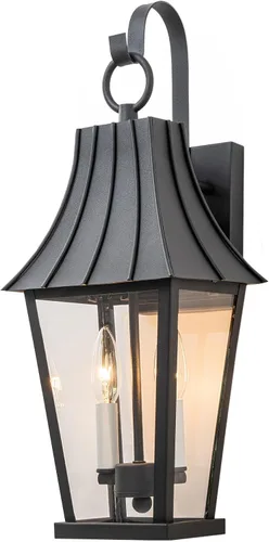 Aplique de pared grande para exteriores, accesorios de luz exterior negro mate para casa, luces exteriores impermeables para porche o patio, montaje