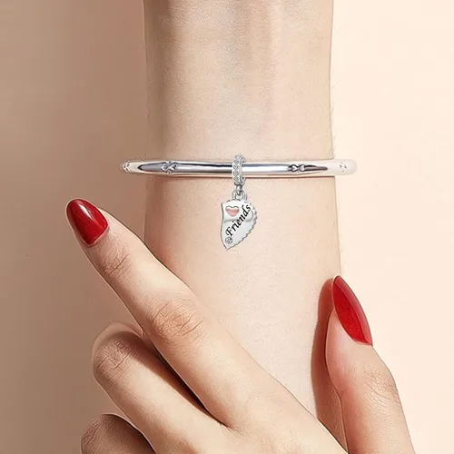 Miniatura 5 de NARTGO Encantador de amistad de corazón de rompecabezas, compatible con pulseras Pandora