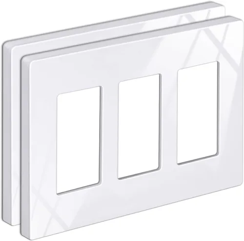 Miniatura 17 de BESTTEN Placa de pared sin tornillos de 5 segmentos, cubierta de enchufe decorador, placa decorativa para interruptor, serie blanca nieve brillante