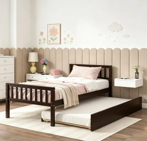 Miniatura 7 de Bellemave Cama infantil de tamaño individual con 2 cajones de almacenamiento, cama individual de madera con almacenamiento, marcos de cama