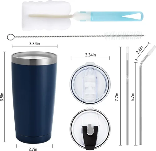 Miniatura 2 de Futtumy Vaso de viaje de acero inoxidable de 20 onzas con tapa y popote, vaso de café aislado, taza térmica de doble pared, recubrimiento en polvo