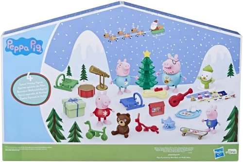 Miniatura 4 de Peppa Pig Peppa's - Calendario de Adviento para niños, contiene 24 juguetes sorpresa, 4 figuras familiares de Peppa Pig navideños; a partir de 3 años