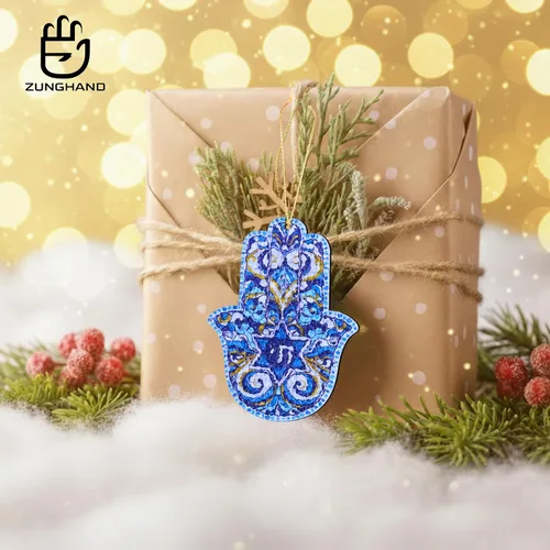 Miniatura 8 de Adorno de mano de Hamsa, regalo de Judaica, estrella de David Hanukkah, decoración de pared de Hamsa, regalos de Hanukkah, adorno para automóvil