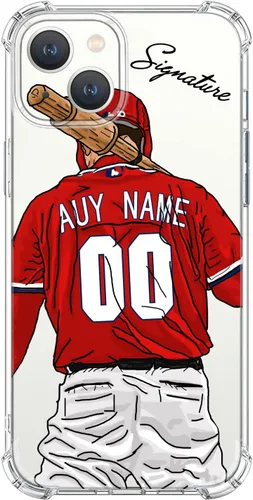 Miniatura 31 de Funda de béisbol transparente con nombre y número personalizados para iPhone 17 Air 16 15 Pro Max 14 13 Mini 12 11 Xs Xr SE3 8 7 6 Plus, con 4