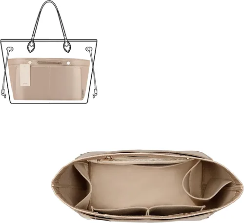 ZTUJO Organizador de bolso para bolso y moldeador de bolsa, organizador de bolsa para Speedy Neverful, 6 tamaños (delgado mediano, beige sedoso)